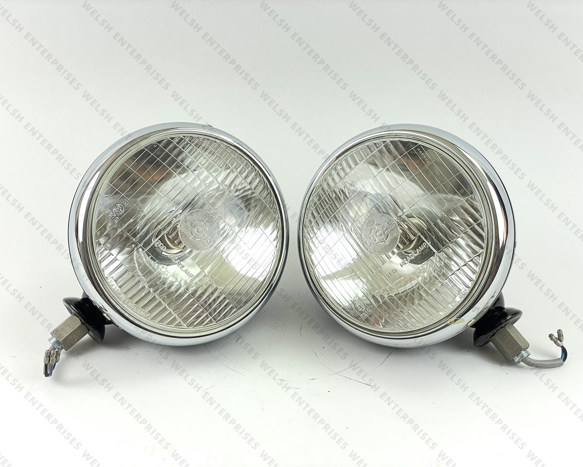 Lucas SFT700 Genuine 7" Headlamp Rounded Fluted Lens PAIR