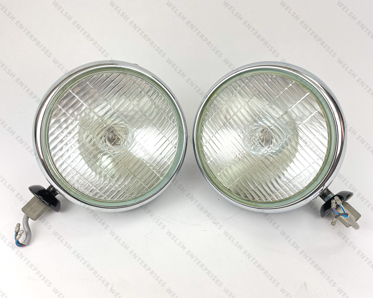 Lucas SFT700 Genuine 7" Headlamp Flat Fluted Lens PAIR