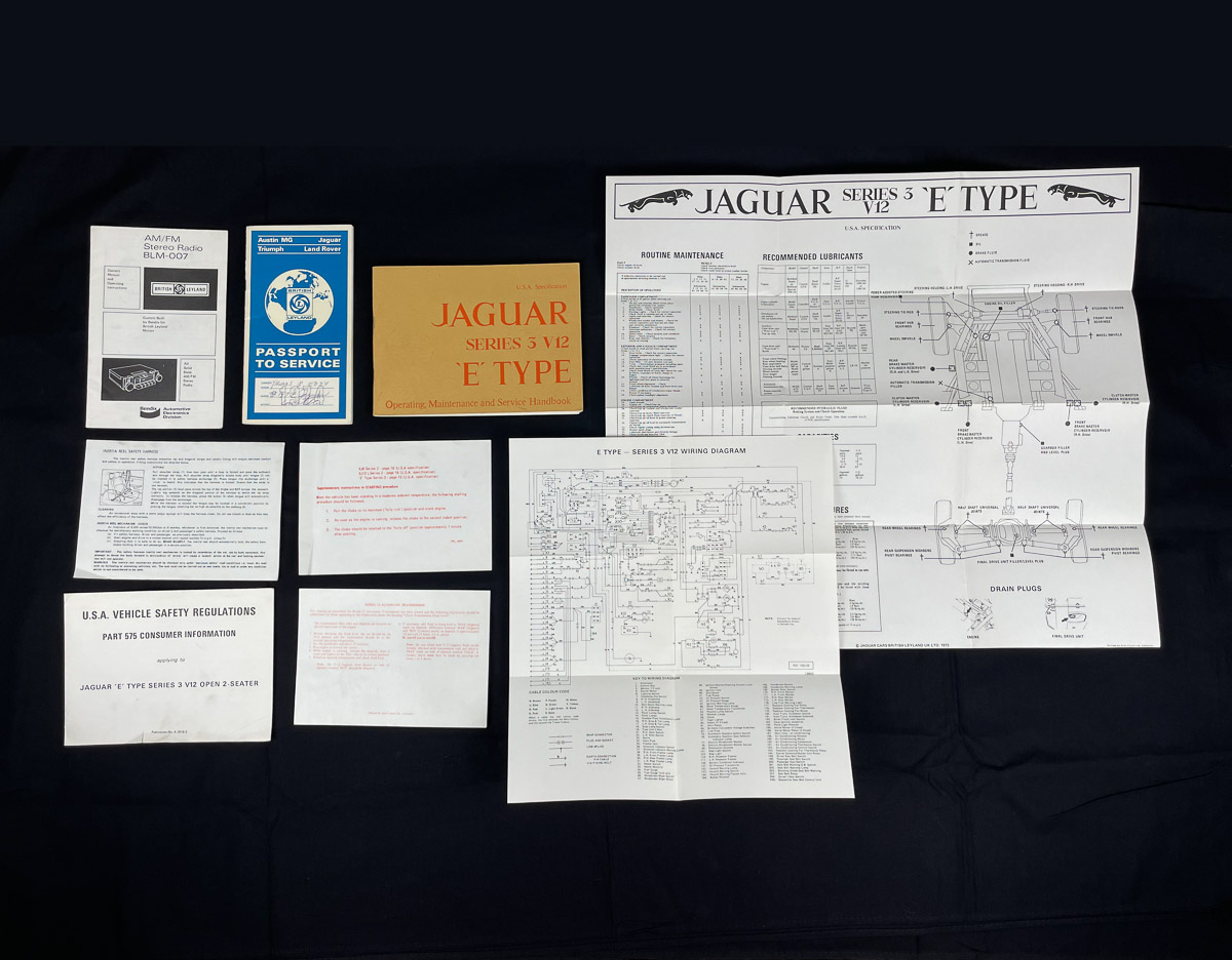 Operators Manual for 1974 E-Type V12 Roadster, USA Spec, Pub No. A.181/1