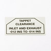 Jaguar Tappet Clearance Decal