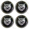 Jaguar Wheel Motif - Black with Silver Catface - Set Of 4