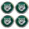 Jaguar Wheel Motif - Green with Silver Cat Face - Set Of 4