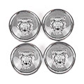Jaguar Wheel Motif - Gray with Silver Cat Face - Set Of 4