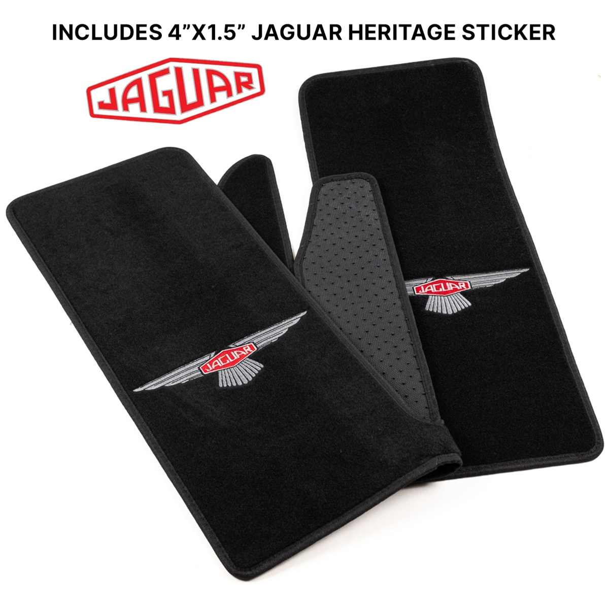 Floor Mat Pair E-Type 1962-1971 FHC Roadsters Black with Red Heritage ...