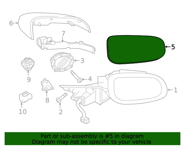 Glass-Door Mirro (Jaguar OEM) C2C37099OEM