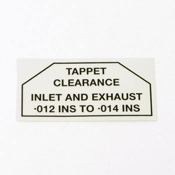 Jaguar Tappet Clearance Decal