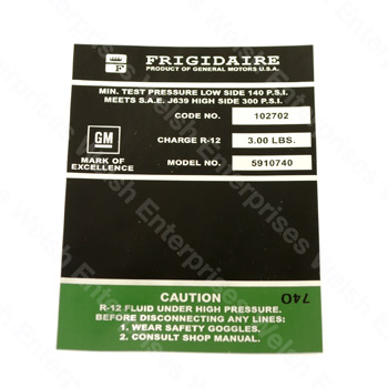 Jaguar Decal Compressor Air Conditioning Frigidaire